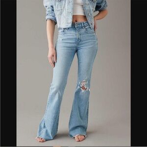 AE Next Level Ripped Super High-Waisted Flare Jean Size 12